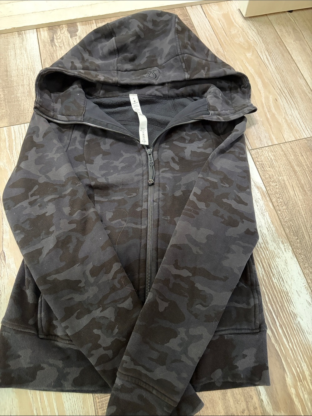 lululemon athletica Black and Dark Gray Camo Zip Hoodie